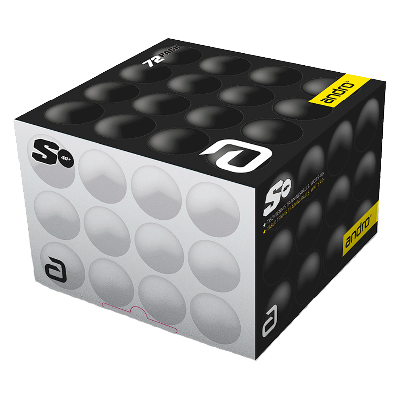 Andro Poly S Bordtennisbolde. 72 stk. Hvid