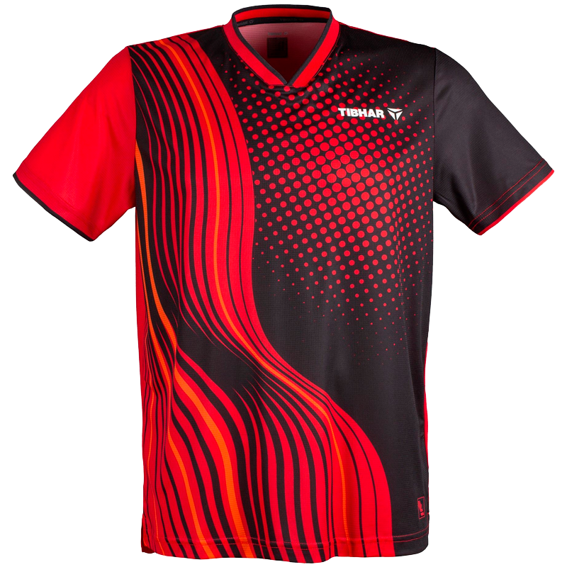 Tibhar T-shirt L2 River. Sort/rød